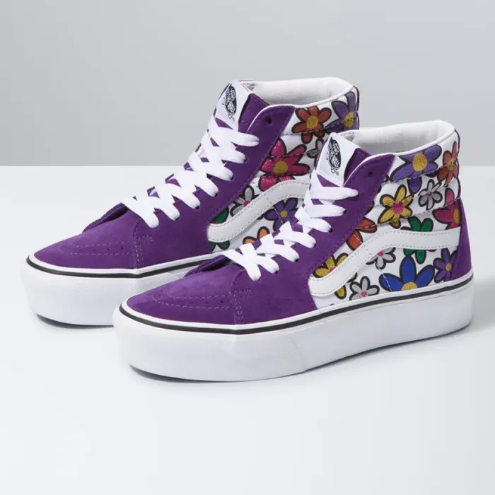 Classics Shoes Glitter Daisies Sk8Hi Platform 20 RainbowTrue White 8211 Vans Women Classics Shoes Glitter Daisies Sk8Hi Platform 20 RainbowTrue White 8211 Vans Women
