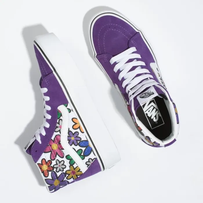 Classics Shoes Glitter Daisies Sk8Hi Platform 20 RainbowTrue White 8211 Vans Women Classics Shoes Glitter Daisies Sk8Hi Platform 20 RainbowTrue White 8211 Vans Women