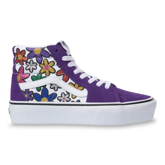 Classics Shoes Glitter Daisies Sk8Hi Platform 20 RainbowTrue White 8211 Vans Women Classics Shoes Glitter Daisies Sk8Hi Platform 20 RainbowTrue White 8211 Vans Women