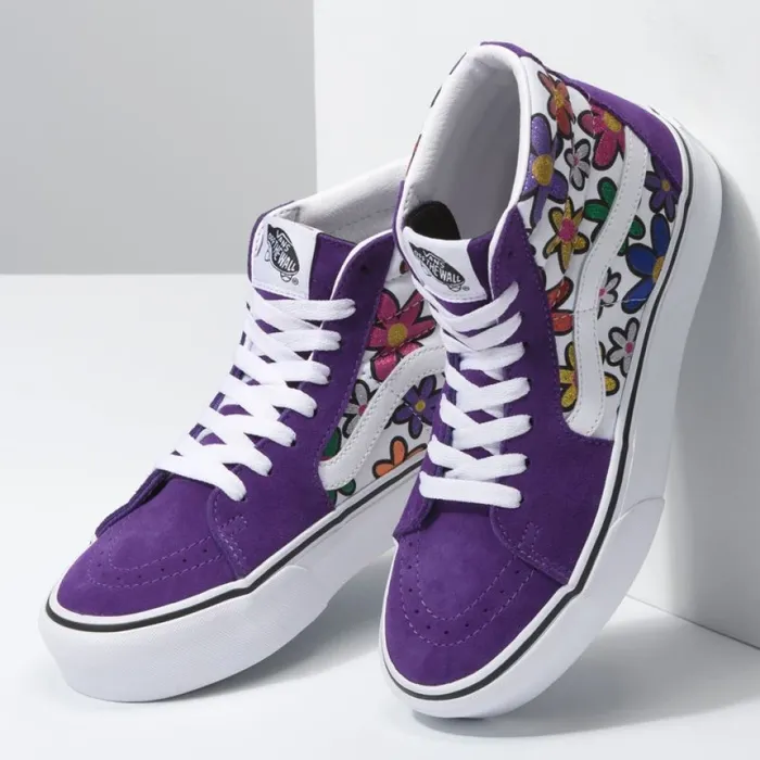 Classics Shoes Glitter Daisies Sk8Hi Platform 20 RainbowTrue White 8211 Vans Women Classics Shoes Glitter Daisies Sk8Hi Platform 20 RainbowTrue White 8211 Vans Women