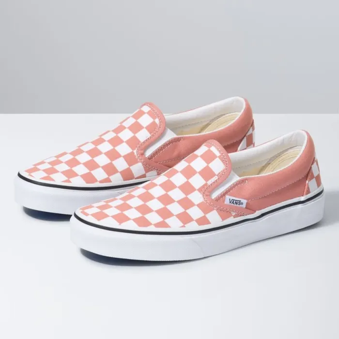 Classics Shoes MenWomen Vans Checkerboard Classic SlipOn Rose DawnTrue White