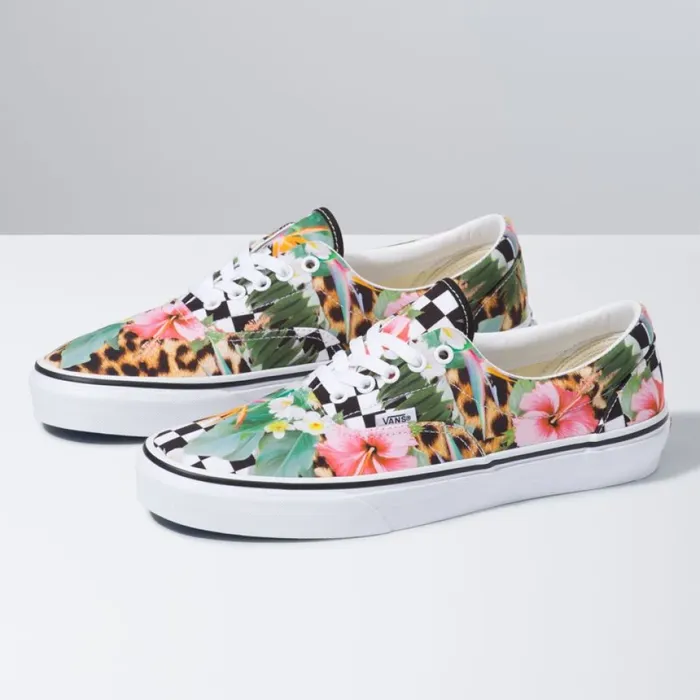 Classics Shoes MenWomen Vans Tropical Animal Check Era True WhiteMulti