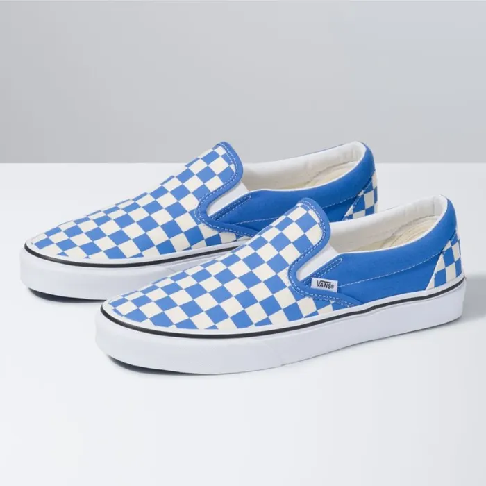 Classics Shoes Vans MenWomen Checkerboard Classic SlipOn Nebulas BlueTrue White