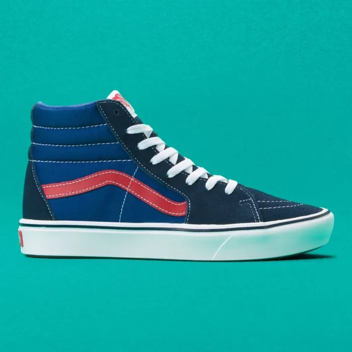 Classics Shoes Vans MenWomen TriTone ComfyCush Sk8Hi Dress BluesBlueRed Classics Shoes Vans MenWomen TriTone ComfyCush Sk8Hi Dress BluesBlueRed