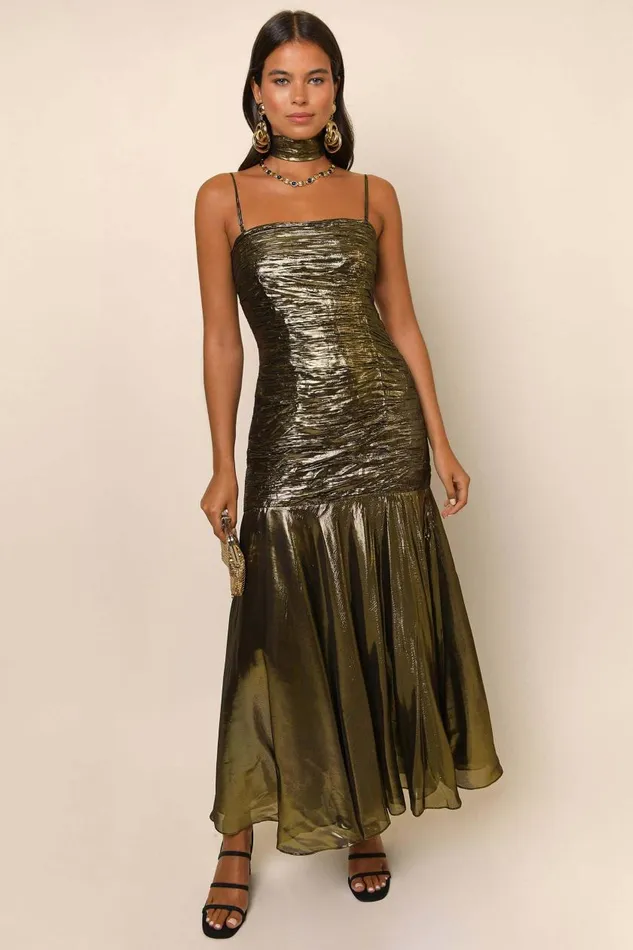 Claudette Gold Women RIXO Dresses