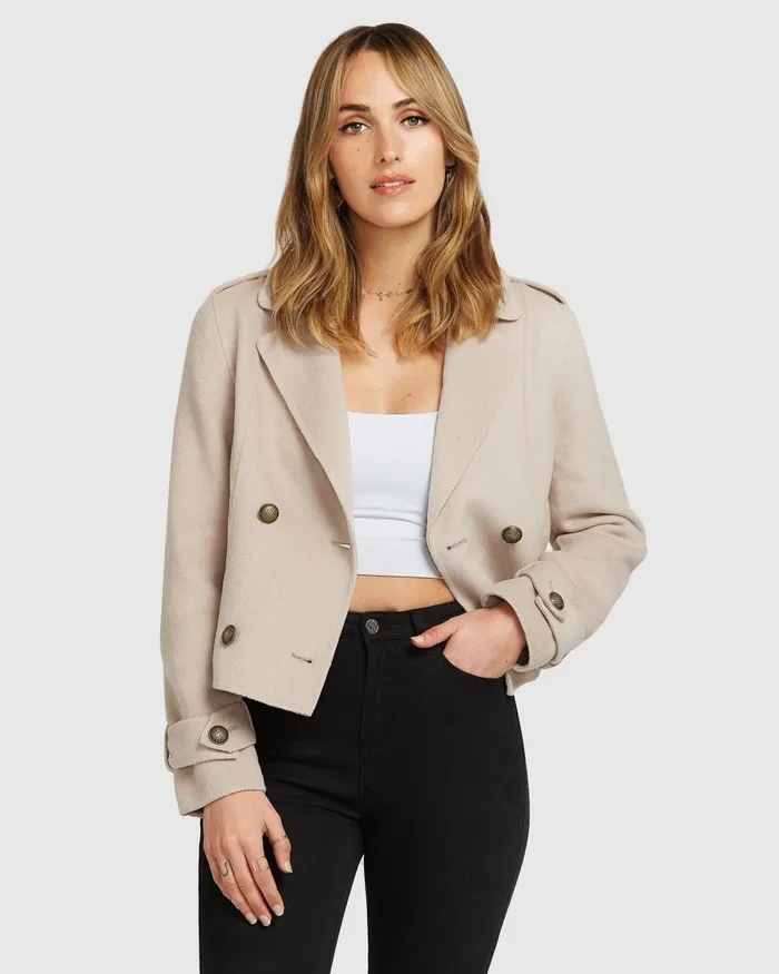 Coats and Jackets Belle and Bloom Women Better Off Military Peacoat 8211 Sand
