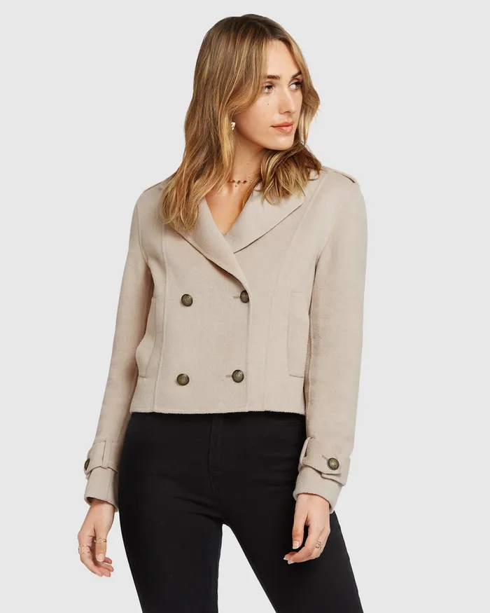 Coats and Jackets Belle and Bloom Women Better Off Military Peacoat 8211 Sand