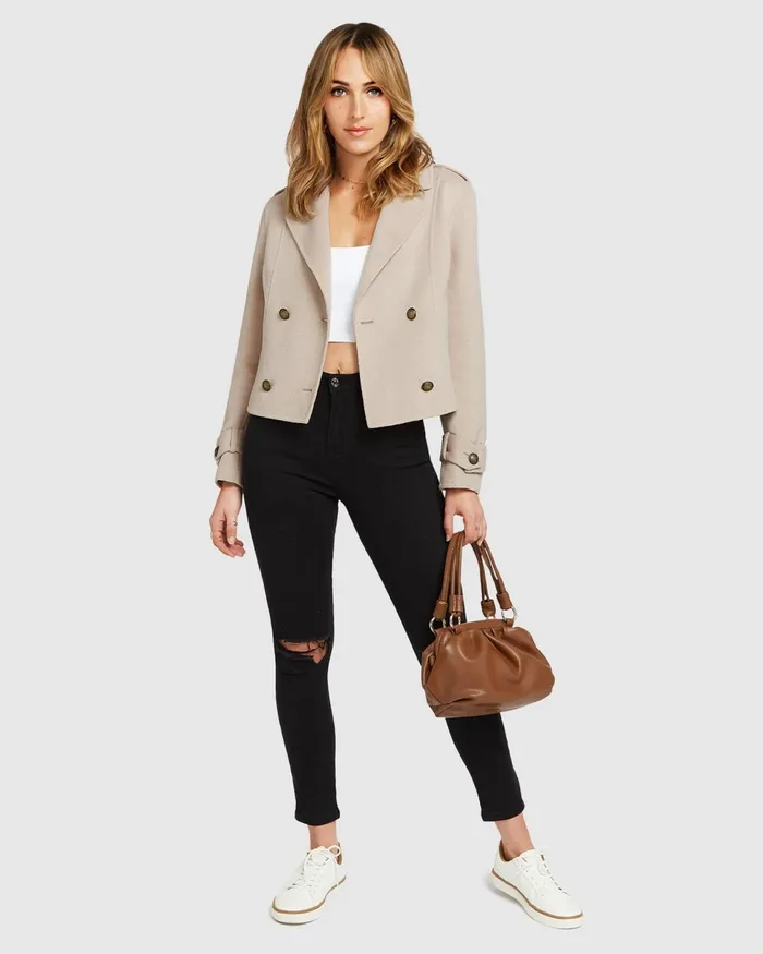 Coats and Jackets Belle and Bloom Women Better Off Military Peacoat 8211 Sand