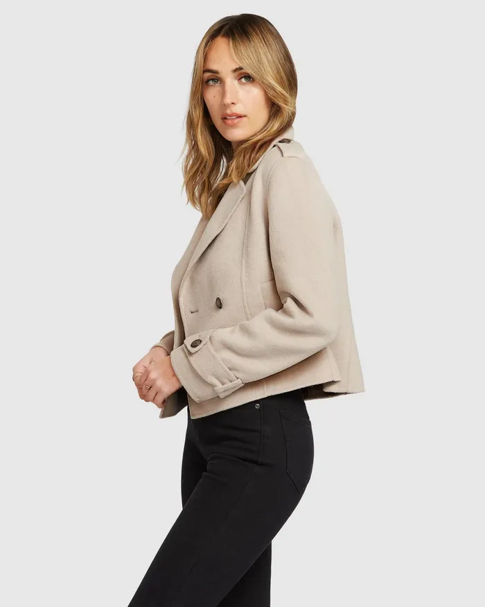 Coats and Jackets Belle and Bloom Women Better Off Military Peacoat 8211 Sand