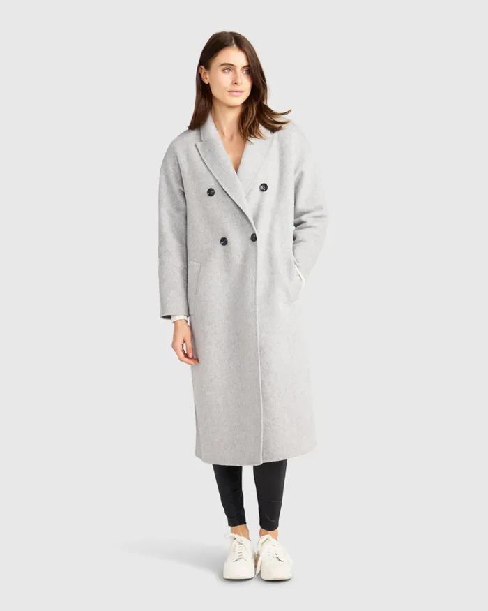Coats and Jackets Belle and Bloom Women Guestlist Oversized Double Breasted Coat 8211 Grey Marle