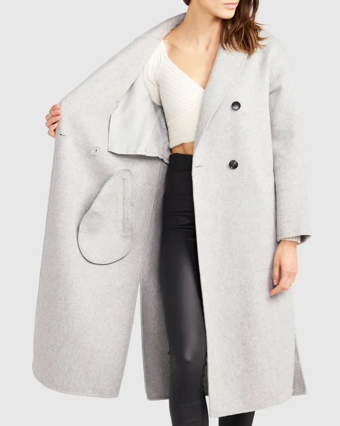Coats and Jackets Belle and Bloom Women Guestlist Oversized Double Breasted Coat 8211 Grey Marle