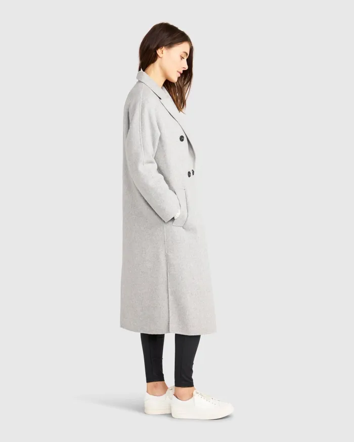 Coats and Jackets Belle and Bloom Women Guestlist Oversized Double Breasted Coat 8211 Grey Marle