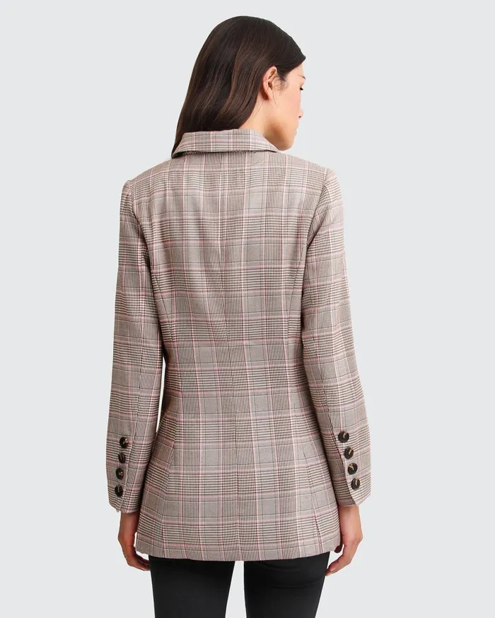 Coats and Jackets Belle and Bloom Women Too Cool For Work Plaid Blazer 8211 Brown