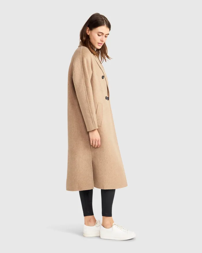 Coats and Jackets Guestlist Oversized Double Breasted Coat 8211 Oat 8211 Belle and Bloom Women