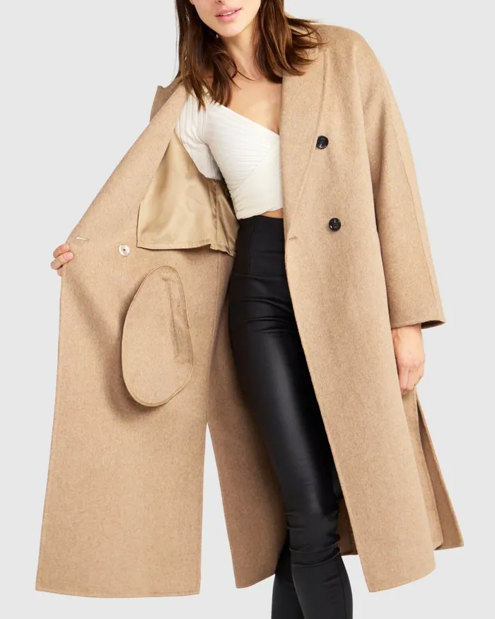 Coats and Jackets Guestlist Oversized Double Breasted Coat 8211 Oat 8211 Belle and Bloom Women
