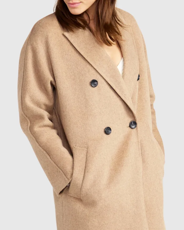 Coats and Jackets Guestlist Oversized Double Breasted Coat 8211 Oat 8211 Belle and Bloom Women