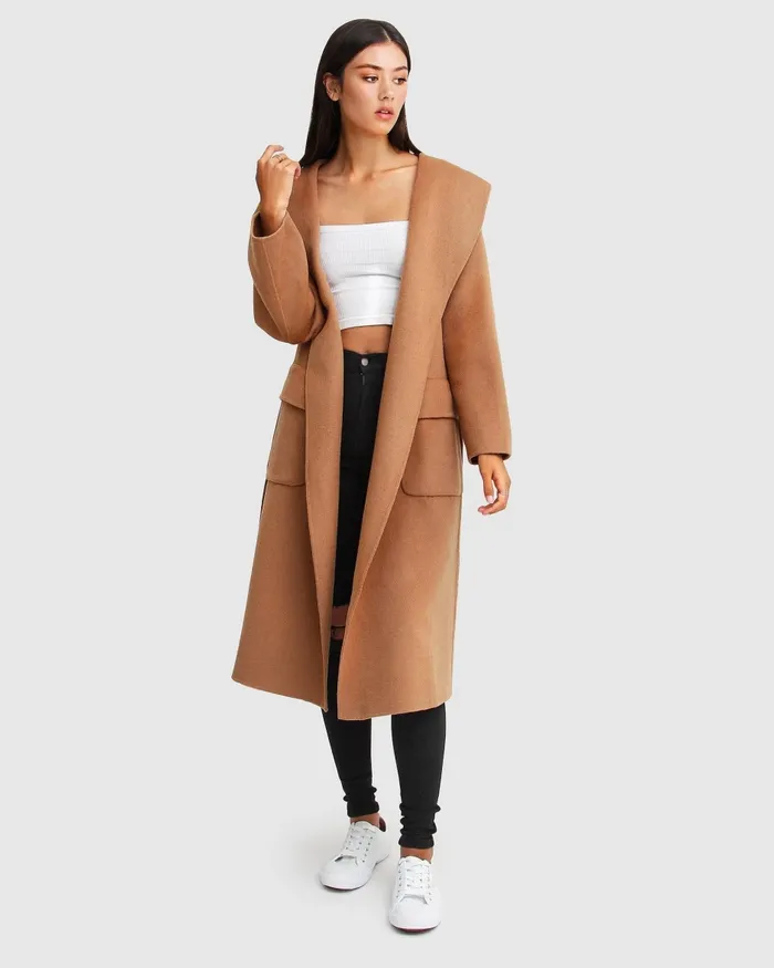 Coats and Jackets Runaway Wool Blend Robe Coat 8211 Dark Camel Belle and Bloom Women Coats and Jackets Runaway Wool Blend Robe Coat 8211 Dark Camel Belle and Bloom Women