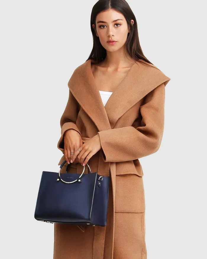 Coats and Jackets Runaway Wool Blend Robe Coat 8211 Dark Camel Belle and Bloom Women
