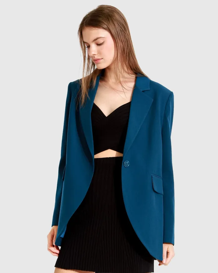 Coats and Jackets Women Unchained Heart Blazer 8211 Dark Teal Belle and Bloom