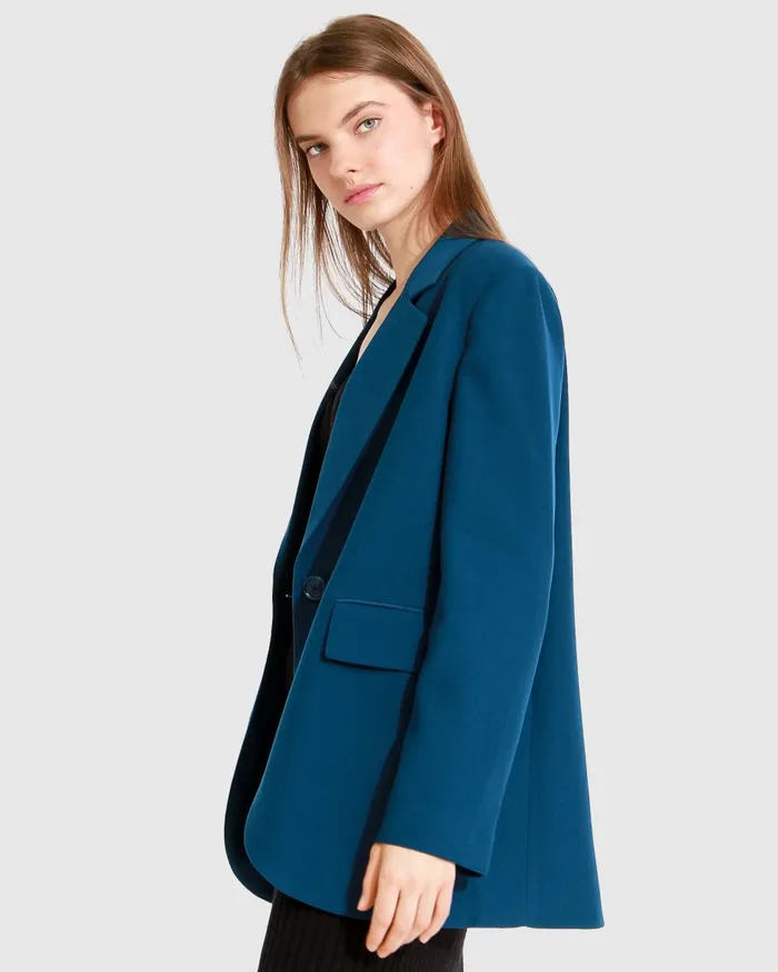 Coats and Jackets Women Unchained Heart Blazer 8211 Dark Teal Belle and Bloom