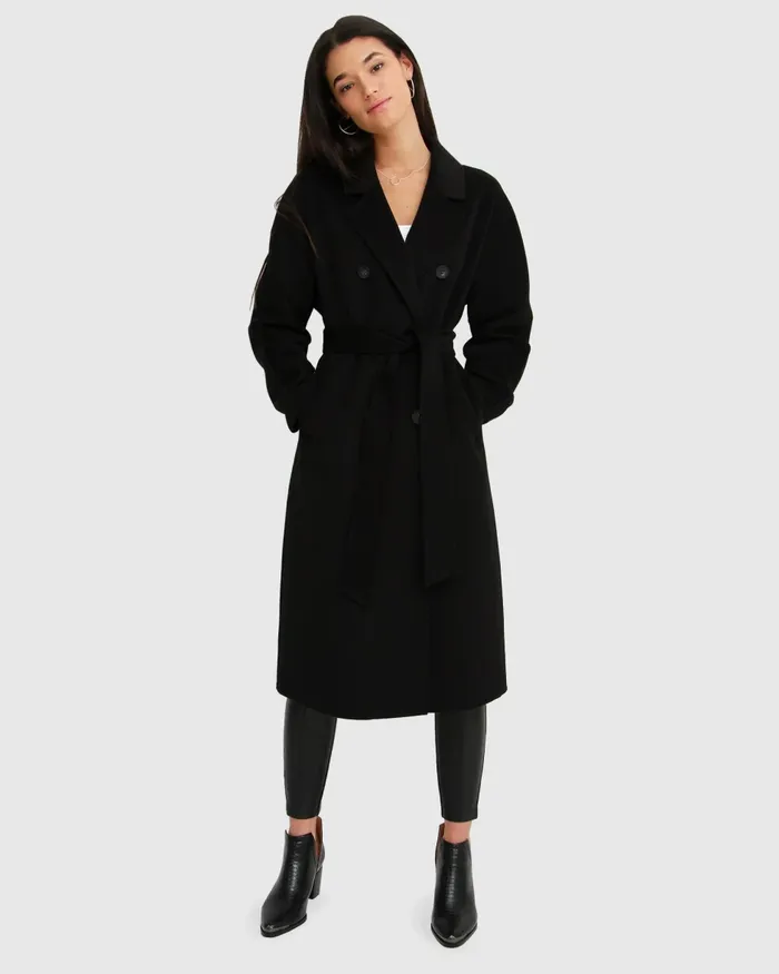 Coats Belle and Bloom Women Boss Girl DoubleBreasted Lined Wool Coat 8211 Black