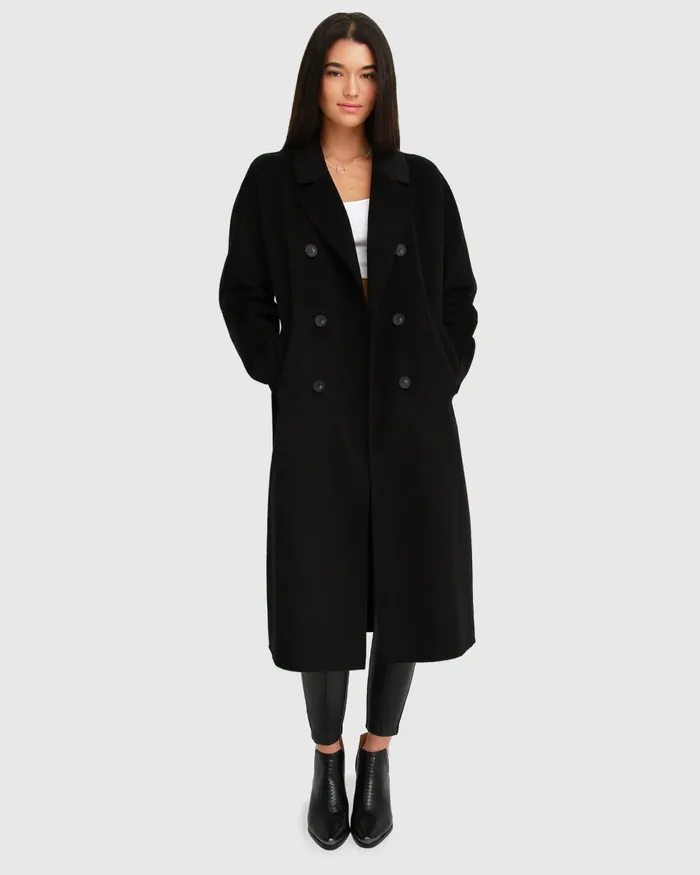 Coats Belle and Bloom Women Boss Girl DoubleBreasted Lined Wool Coat 8211 Black