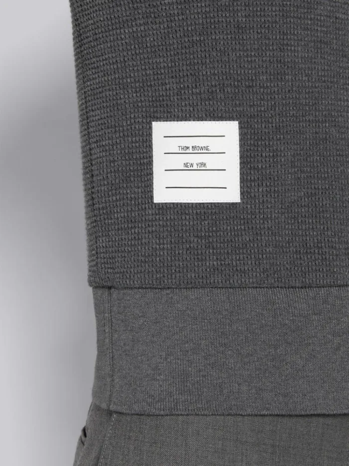 Compact Waffle Seamed In 4bar Short Sleeve Rib Cuff Polo Dark Grey Women Thom Browne Tshirts and Polos