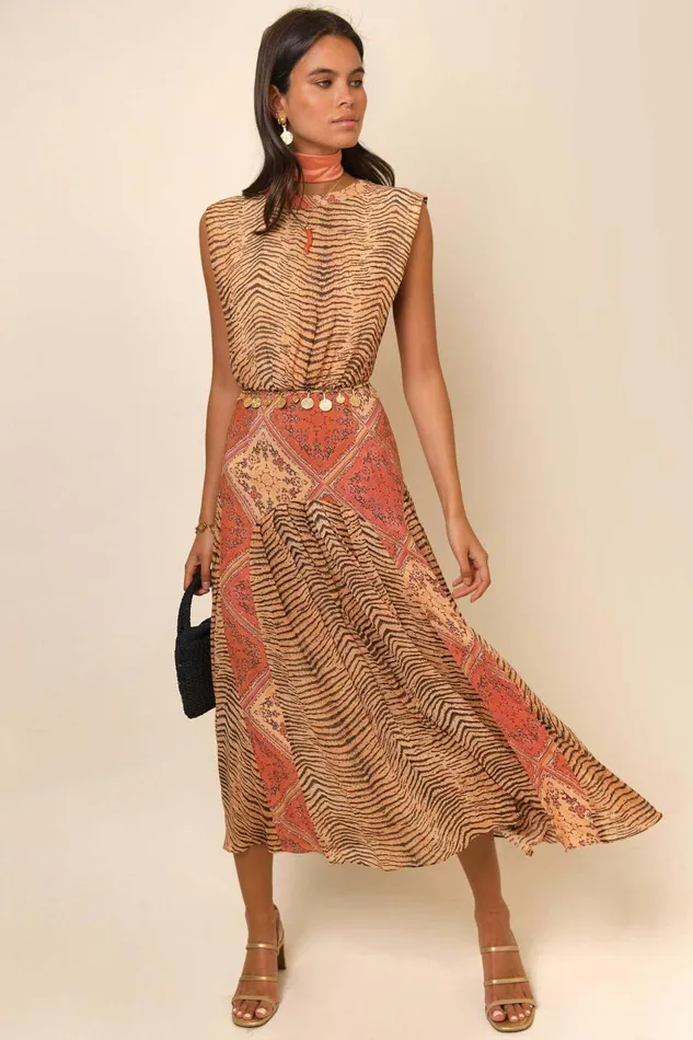 Coralie Tiger Scarf Mix Women RIXO Dresses