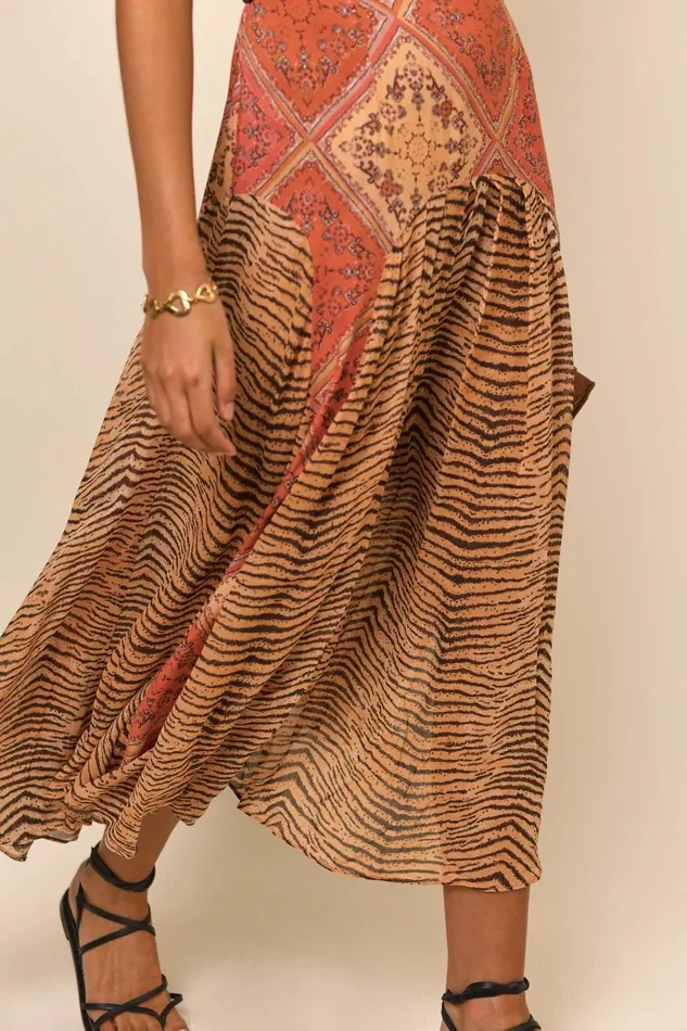 Coralie Tiger Scarf Mix Women RIXO Dresses Coralie Tiger Scarf Mix Women RIXO Dresses
