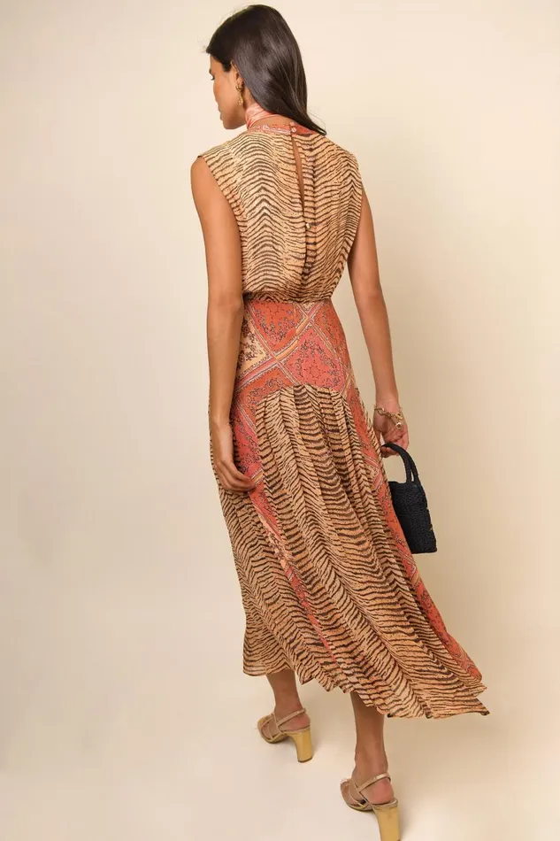 Coralie Tiger Scarf Mix Women RIXO Dresses Coralie Tiger Scarf Mix Women RIXO Dresses