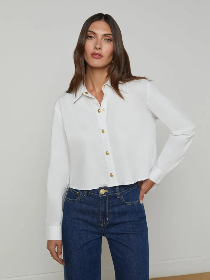 Cosette ButtonDown Shirt Whitegold Women L039Agence Blouses and Tops