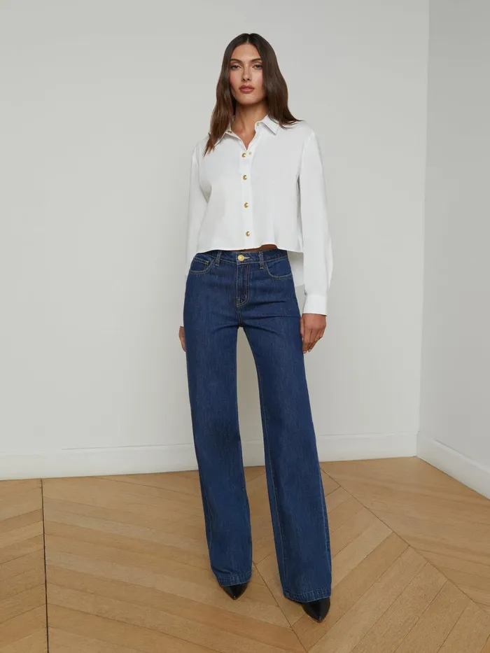Cosette ButtonDown Shirt Whitegold Women L039Agence Blouses and Tops Cosette ButtonDown Shirt Whitegold Women L039Agence Blouses and Tops