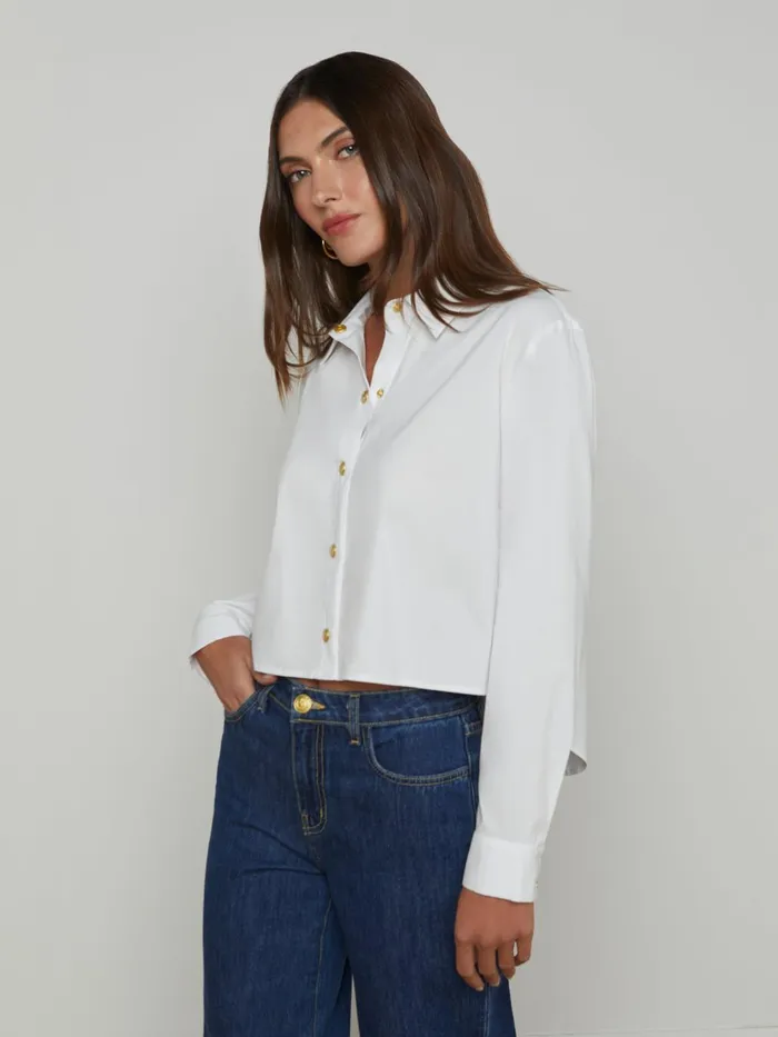 Cosette ButtonDown Shirt Whitegold Women L039Agence Blouses and Tops Cosette ButtonDown Shirt Whitegold Women L039Agence Blouses and Tops