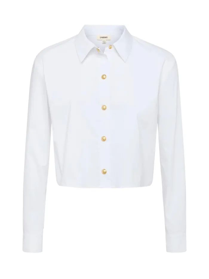 Cosette ButtonDown Shirt Whitegold Women L039Agence Blouses and Tops Cosette ButtonDown Shirt Whitegold Women L039Agence Blouses and Tops