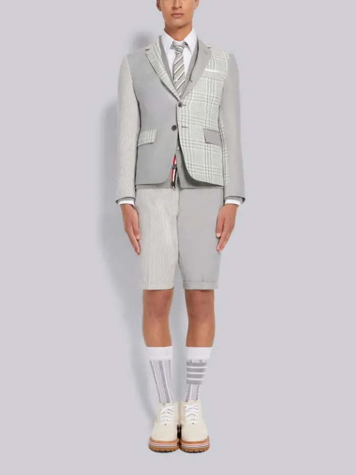Cotton 4bar Cable Knit Vneck Cardigan Light Grey Men Thom Browne Knitwear