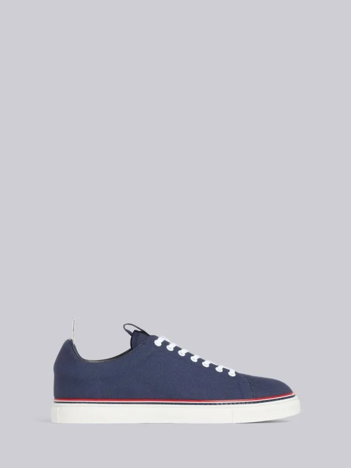 Cotton Canvas Tennis Shoe Navy Men Thom Browne Sneakers