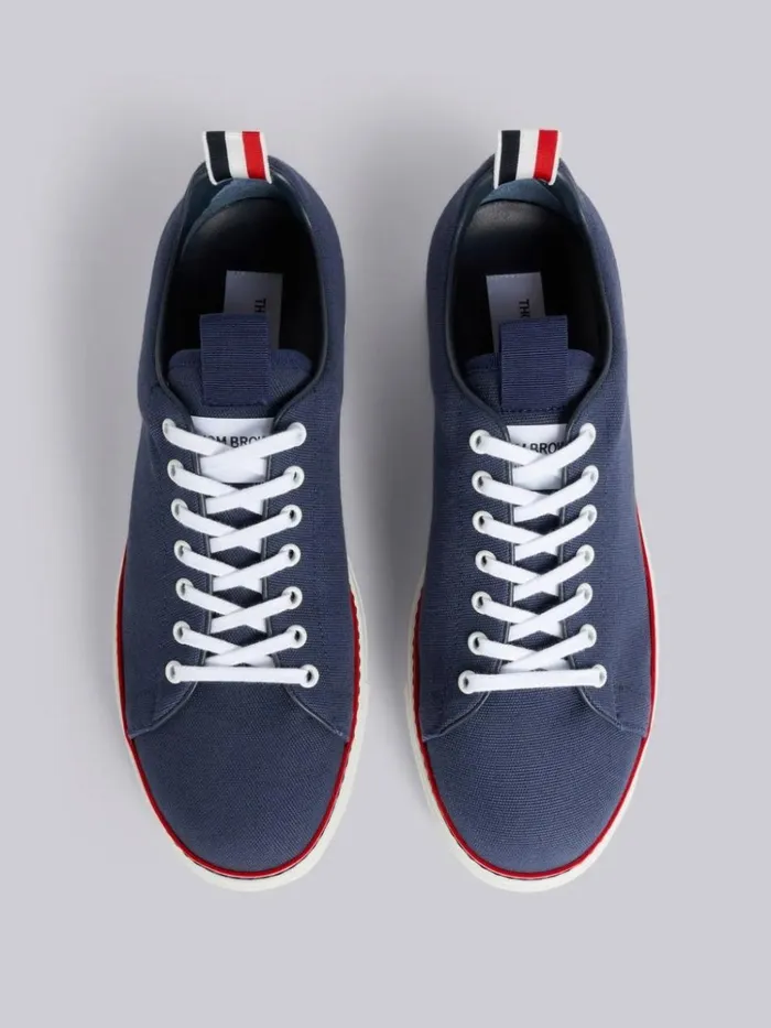 Cotton Canvas Tennis Shoe Navy Men Thom Browne Sneakers