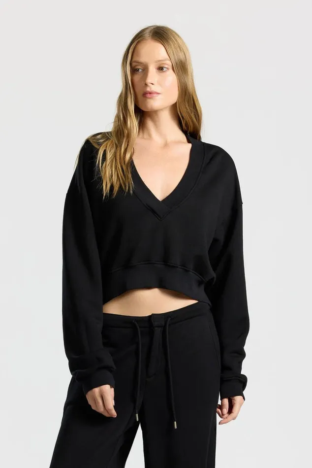 COTTON CITIZEN Geneva Sweatshirt Jet Black Women Sweatshirts