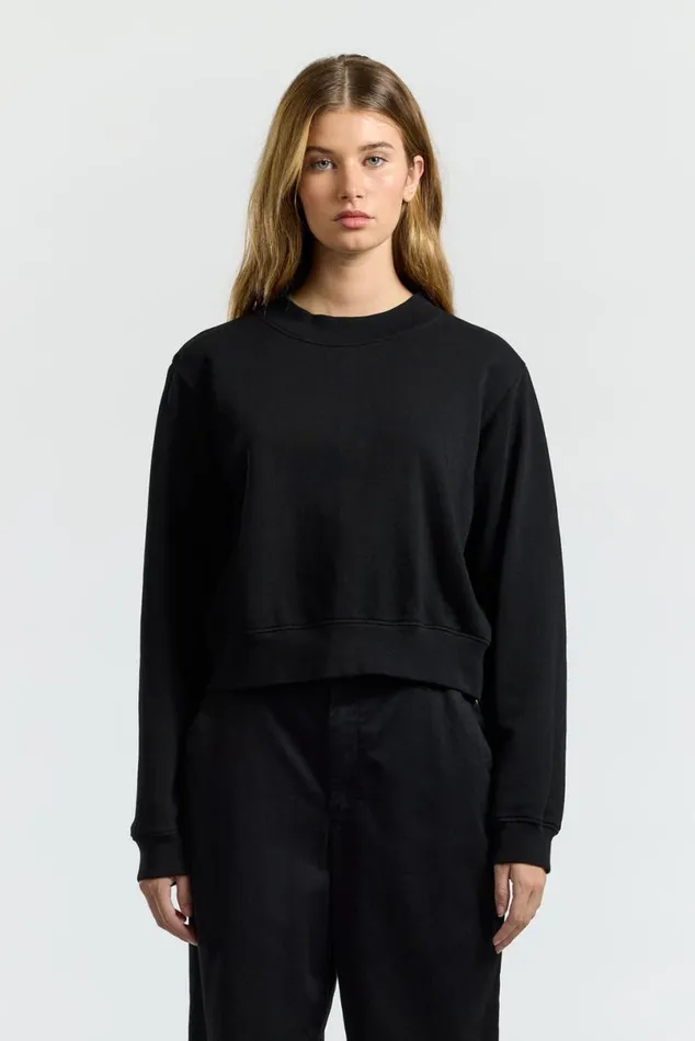 COTTON CITIZEN Milan Crew Sweatshirt Jet Black Women Sweatshirts