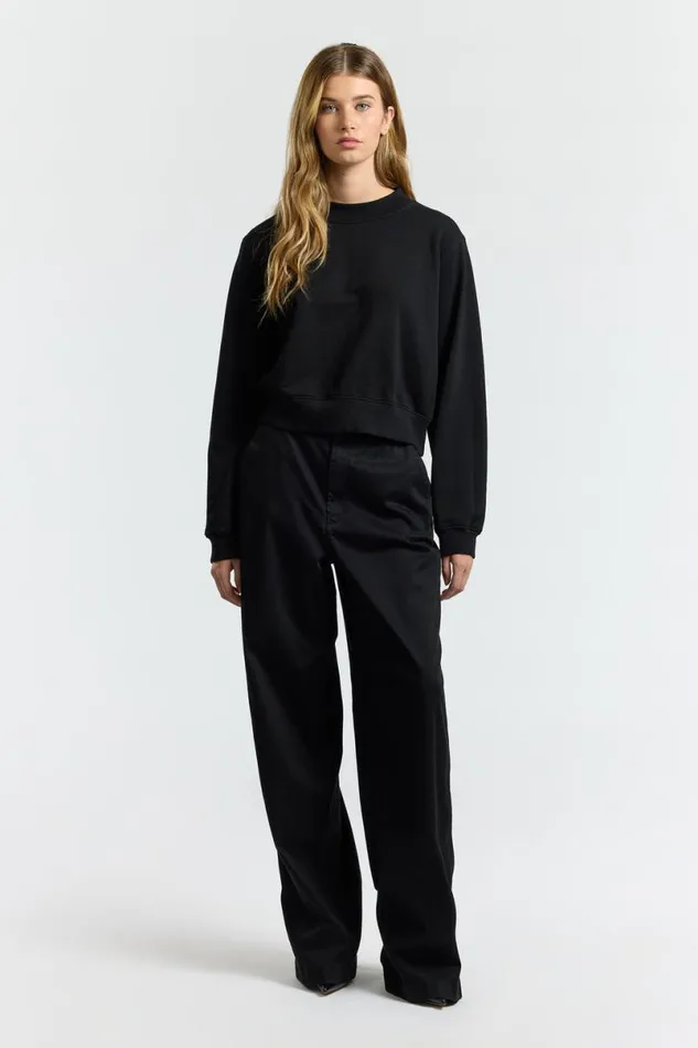 COTTON CITIZEN Milan Crew Sweatshirt Jet Black Women Sweatshirts COTTON CITIZEN Milan Crew Sweatshirt Jet Black Women Sweatshirts