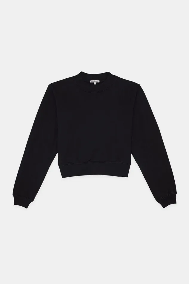 COTTON CITIZEN Milan Crew Sweatshirt Jet Black Women Sweatshirts COTTON CITIZEN Milan Crew Sweatshirt Jet Black Women Sweatshirts