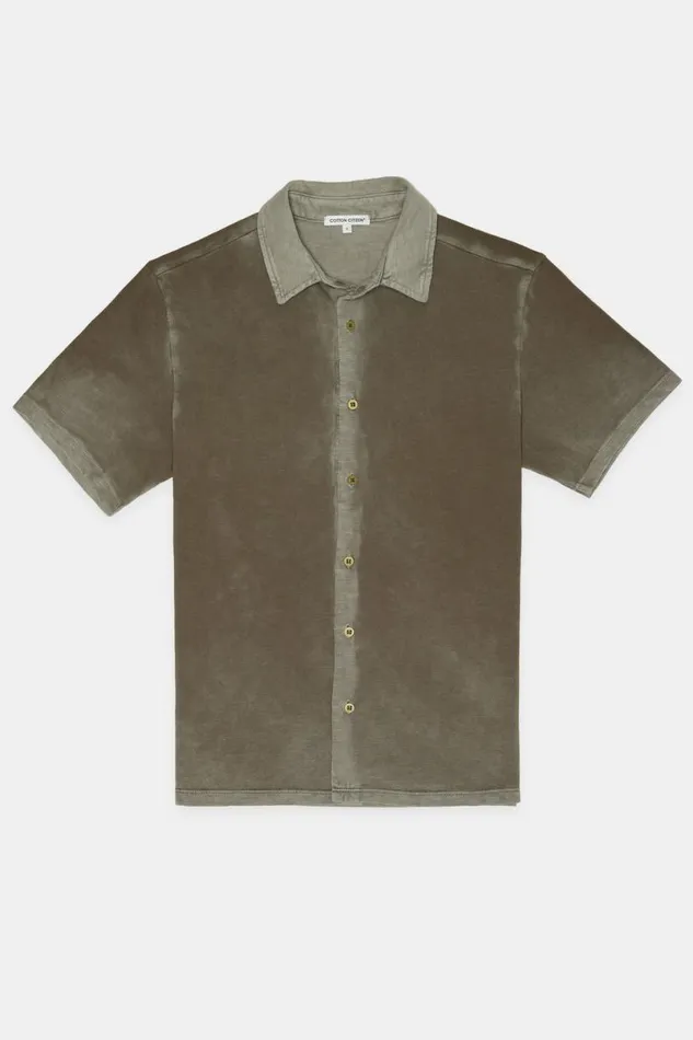 COTTON CITIZEN Presley Short Sleeve Buttondown Vintage Taupe Men Shirts