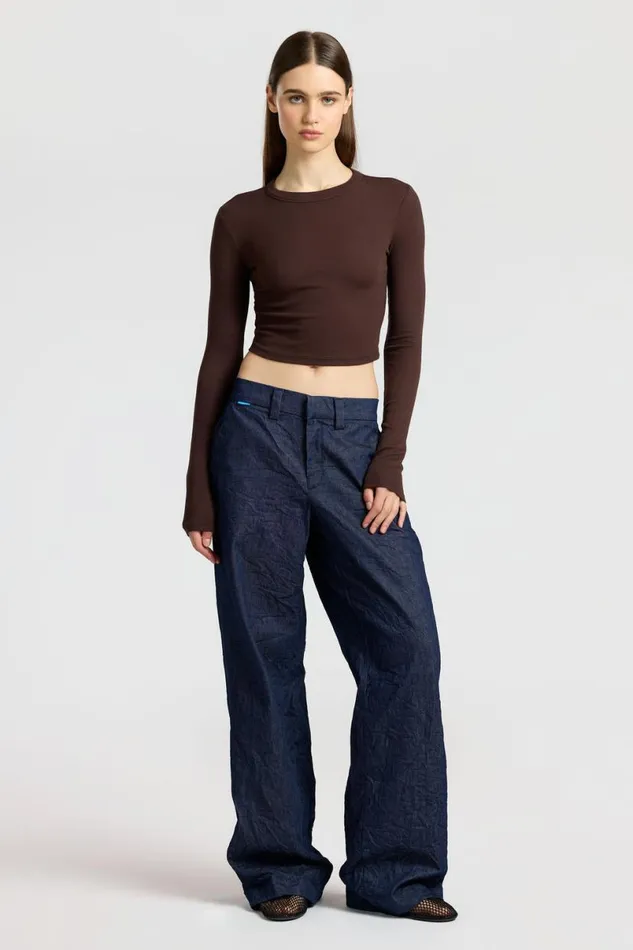 COTTON CITIZEN Verona Crop Shirt Chocolate Women Shirts COTTON CITIZEN Verona Crop Shirt Chocolate Women Shirts