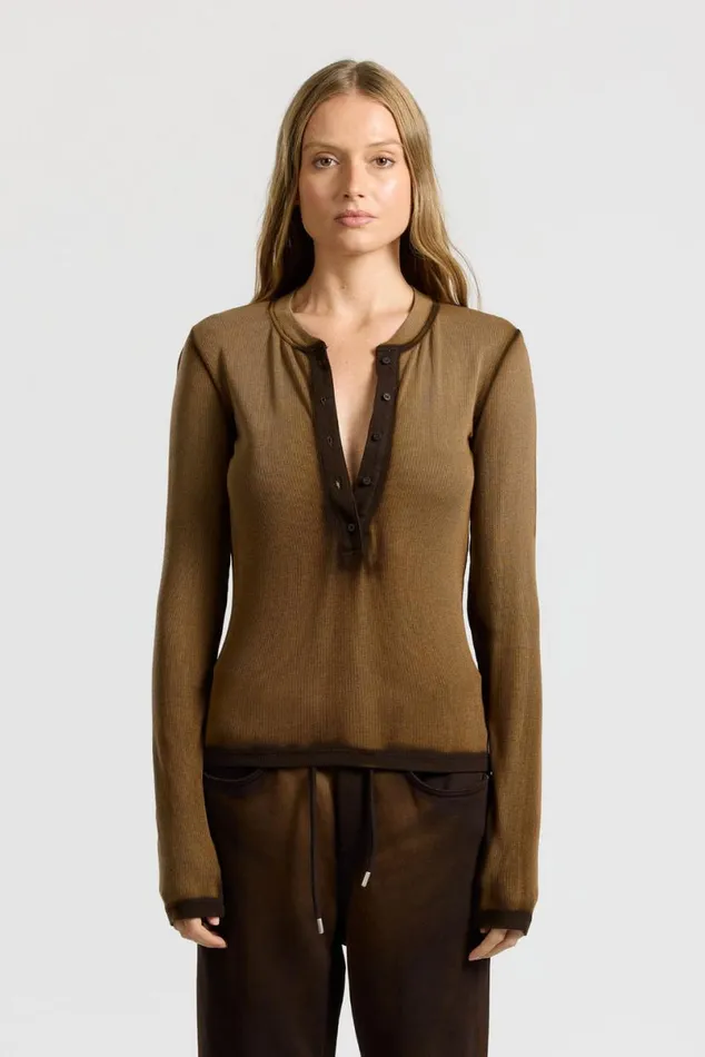 COTTON CITIZEN Verona Henley Espresso Cast Women Shirts