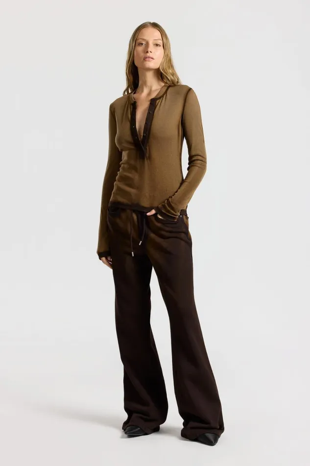 COTTON CITIZEN Verona Henley Espresso Cast Women Shirts COTTON CITIZEN Verona Henley Espresso Cast Women Shirts