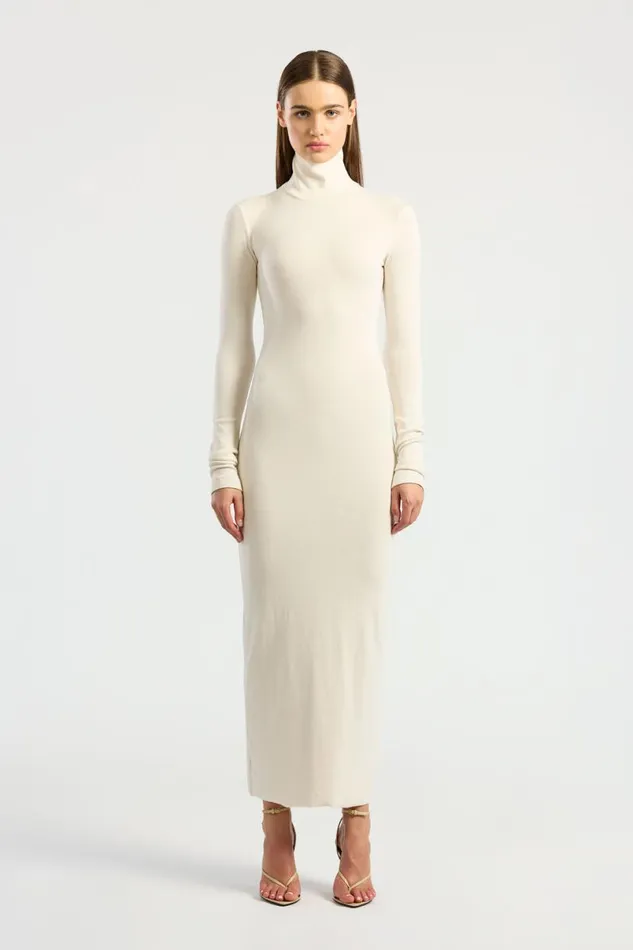 COTTON CITIZEN Verona Turtleneck Maxi Dress Bone Women Dresses Skirts