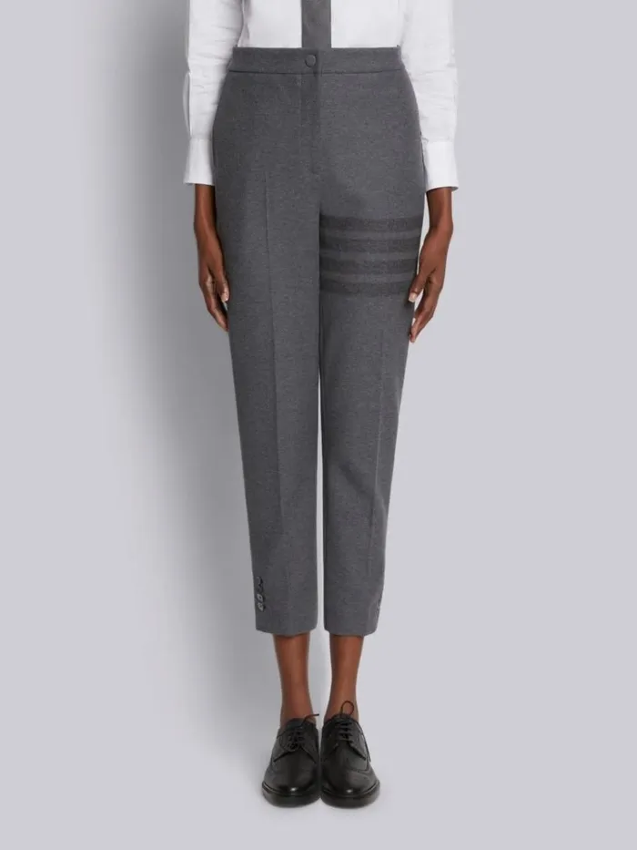 Cotton Double Face Twill Tonal 4bar Trouser Medium Grey Women Thom Browne Trousers