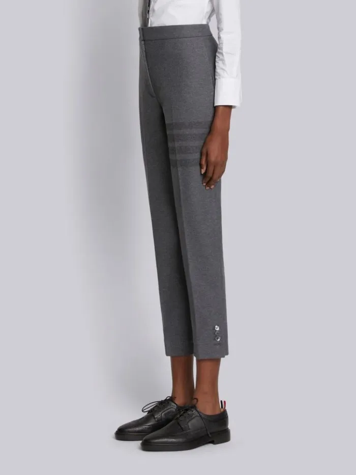 Cotton Double Face Twill Tonal 4bar Trouser Medium Grey Women Thom Browne Trousers