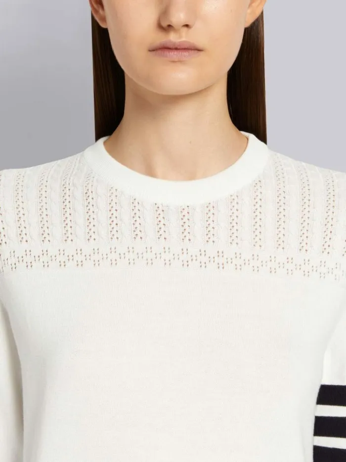 Cotton Hector Medallion 4bar Short Sleeve Mini Dress White Women Thom Browne Dresses