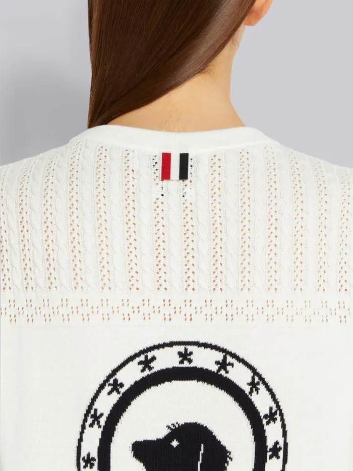 Cotton Hector Medallion 4bar Short Sleeve Mini Dress White Women Thom Browne Dresses